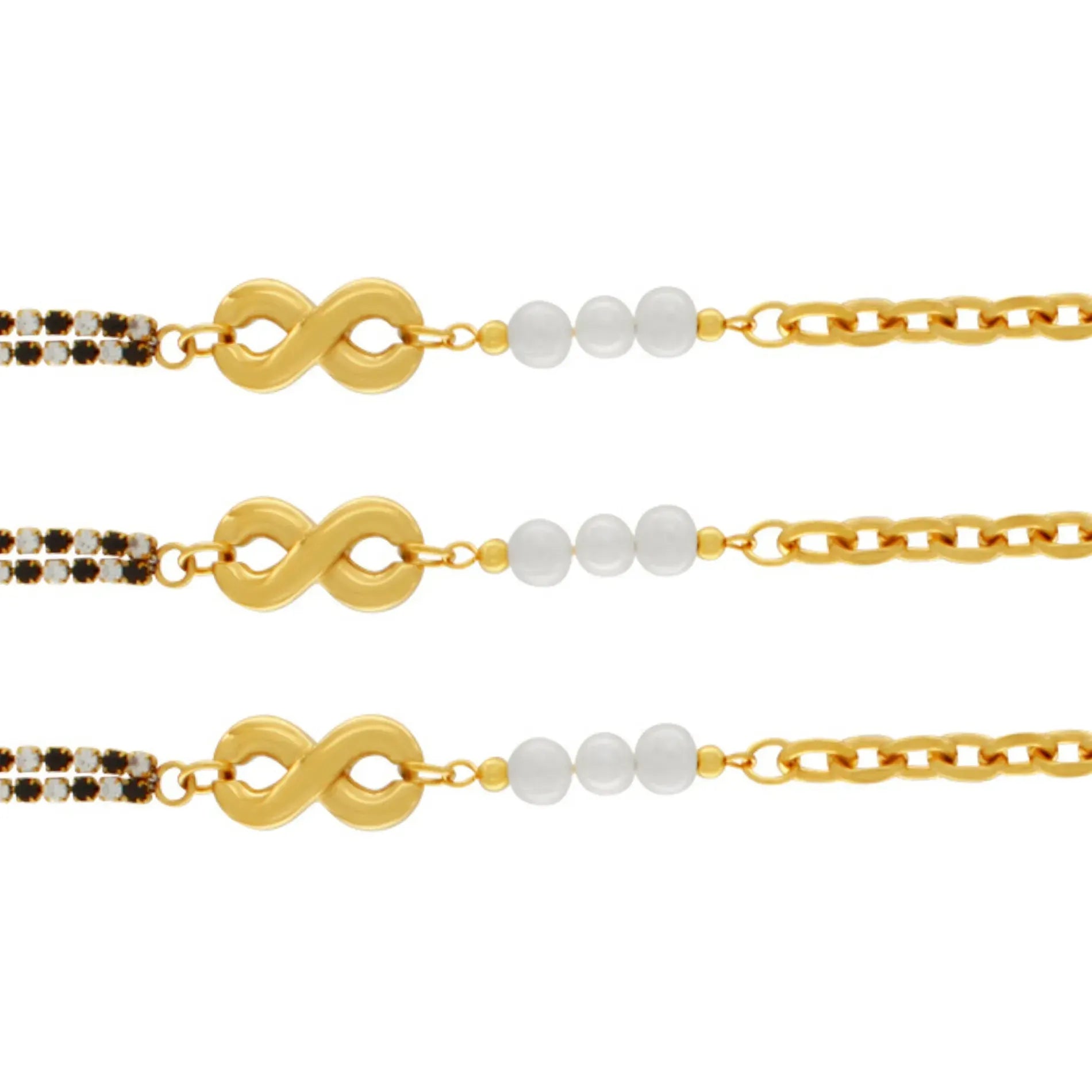 Joy Waterproof Infinity CZ Pearl Bracelet 18K Gold Plating, Dansk Copenhagen