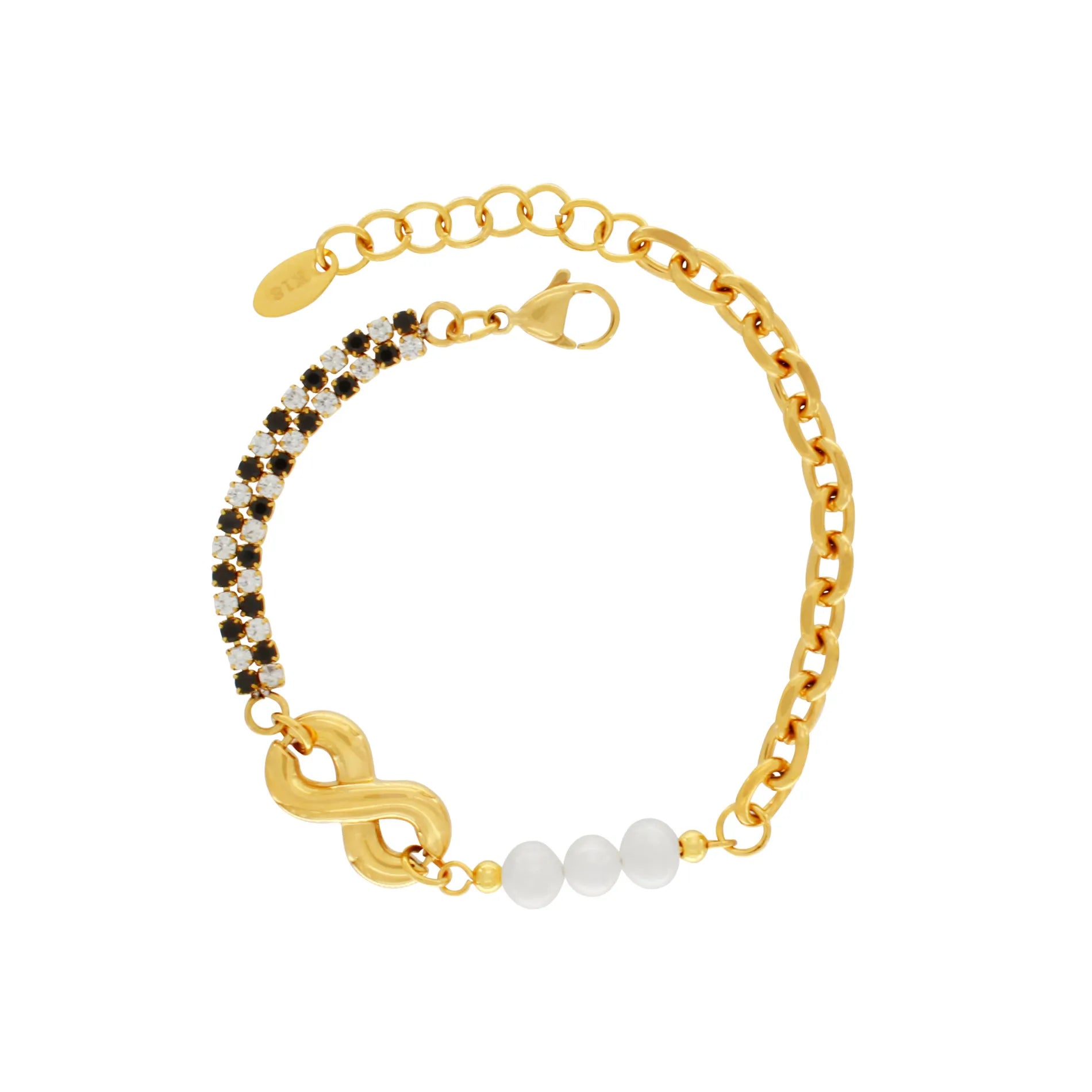 Joy Waterproof Infinity CZ Pearl Bracelet 18K Gold Plating, Dansk Copenhagen