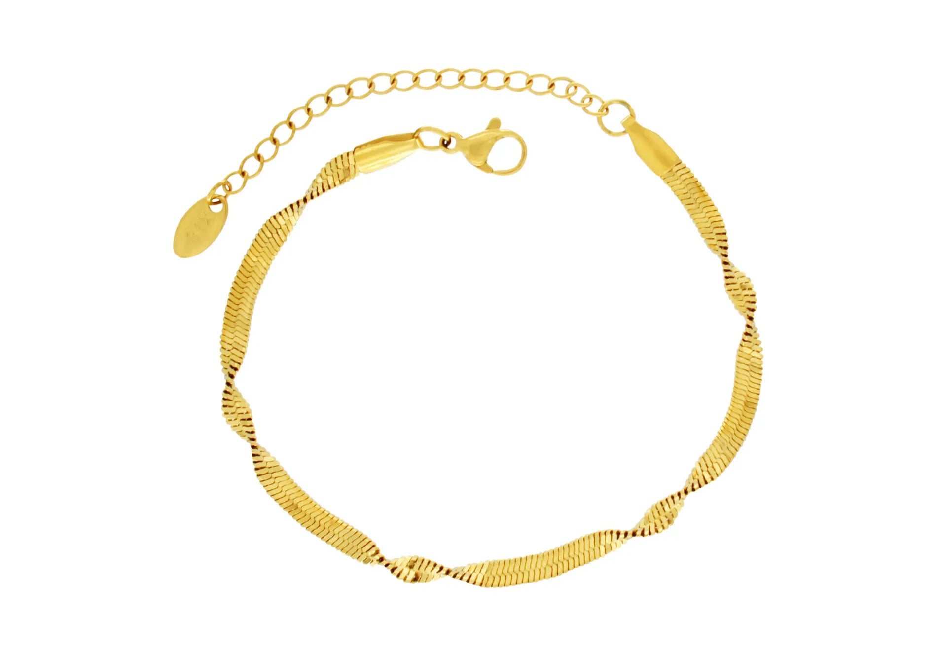 Passion Waterproof Twisted 2mm Herringbone Bracelet 18K Gold Plating, Dansk Copenhagen