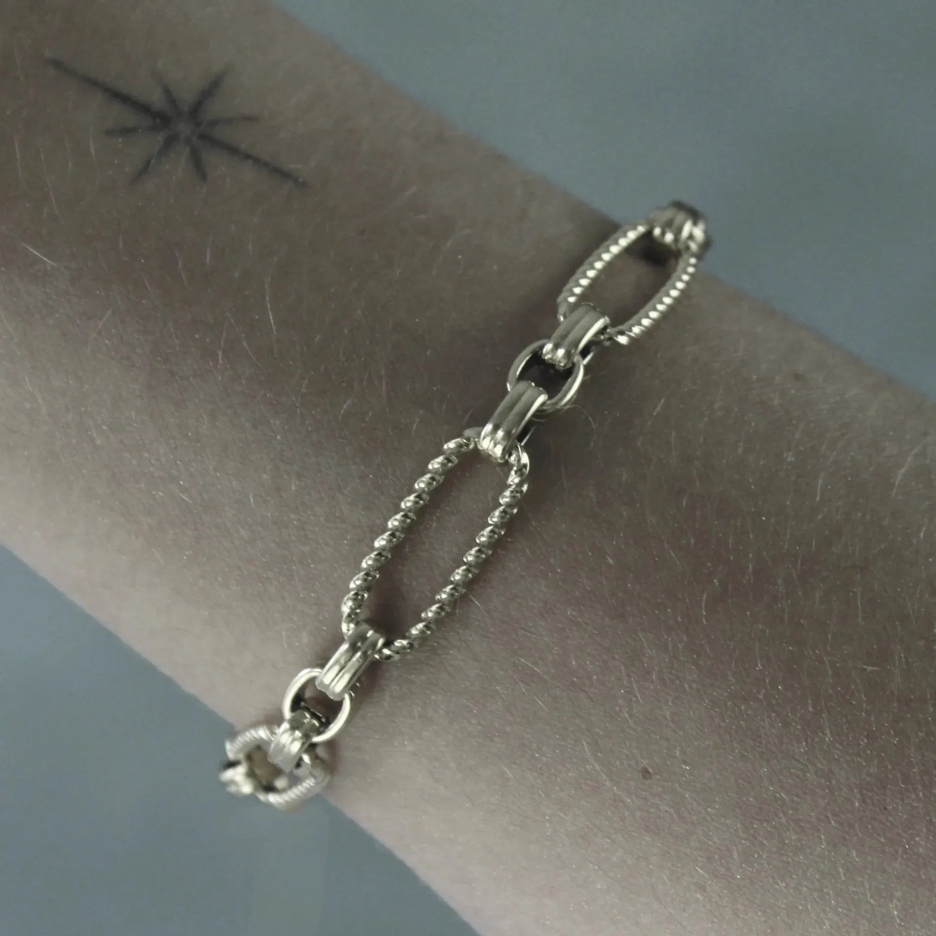 Courage Waterproof Oval Ripple Link Bracelet Silver Plating, Dansk Copenhagen