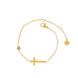 Love Waterproof Clear CZ Cross Bracelet 18K Gold Plating, Dansk Copenhagen