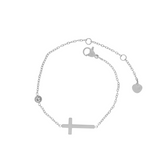 Love Waterproof Clear CZ Cross Bracelet Silver Plating, Dansk Copenhagen