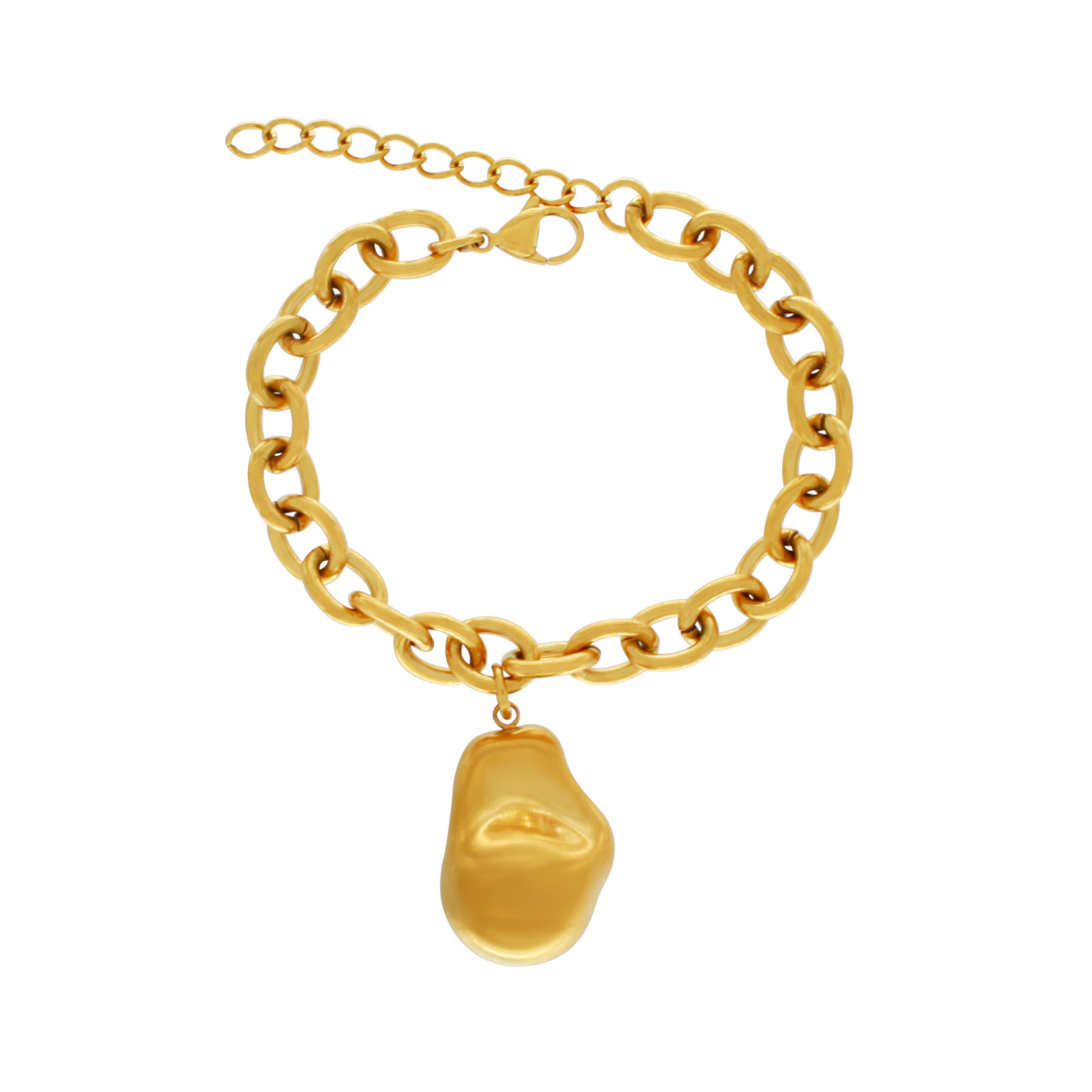 Courage Waterproof  Brushed Oganic Statement Chain Bracelet 18K Gold Plating, DNSK Copenhagen