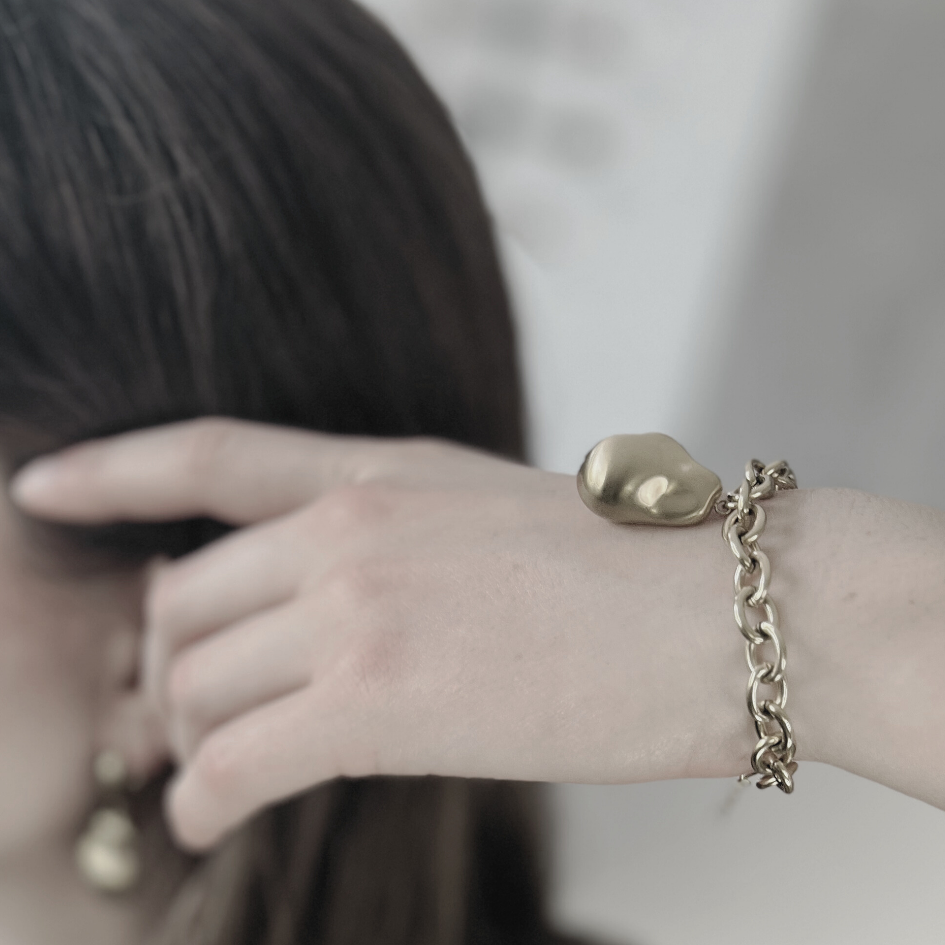 Courage Waterproof  Brushed Oganic Statement Chain Bracelet Silver Plating, DNSK Copenhagen