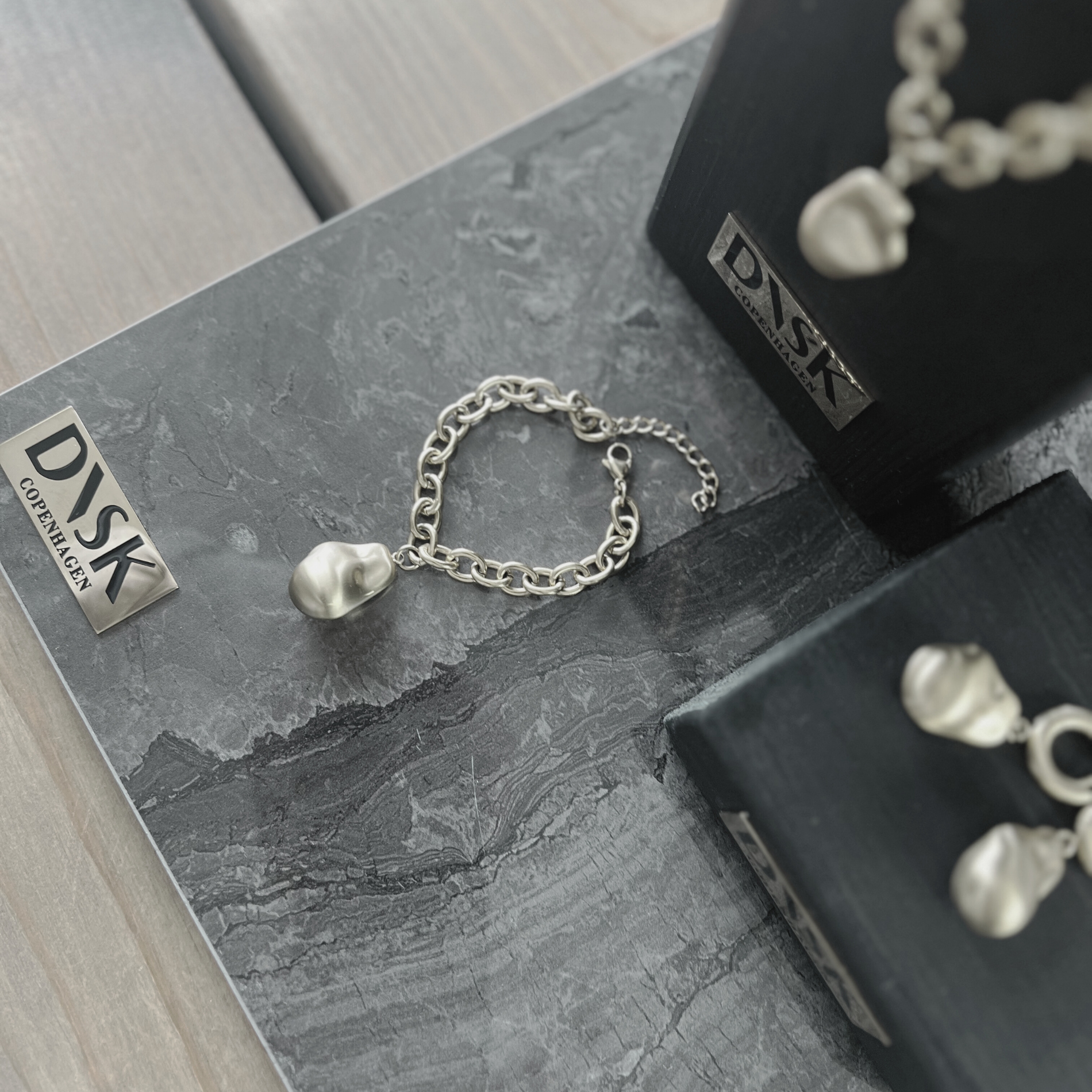 Courage Waterproof  Brushed Oganic Statement Chain Bracelet Silver Plating, DNSK Copenhagen