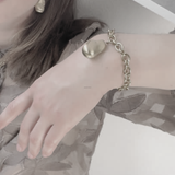 Courage Waterproof  Geborsteld Oganic Statement Ketting Armband Zilver Plating