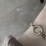 Courage Waterproof Gehamerde Ring Armband Verzilverd