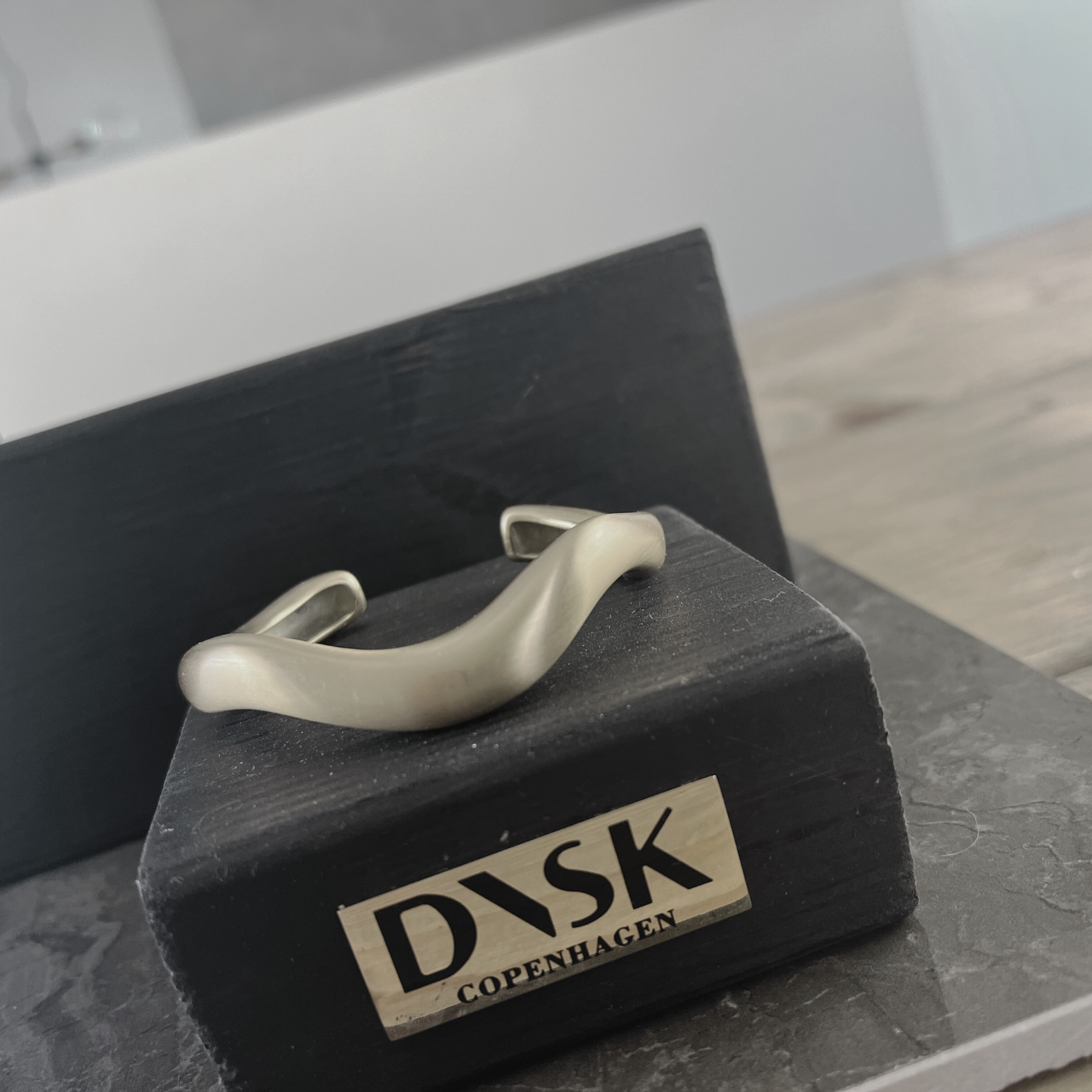Courage Waterproof  Brushed Organic Cuff Bracelet Silver Plating, DNSK Copenhagen