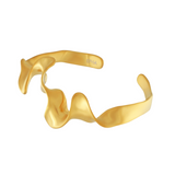 Courage Waterproof Cepillado trenzado Cuff Pulsera chapada en oro de 18 quilates