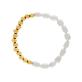 Joy Waterproof Bracelet Elastique Irrégulier Perles et Billes d'Eau Douce Plaqué Or 18K