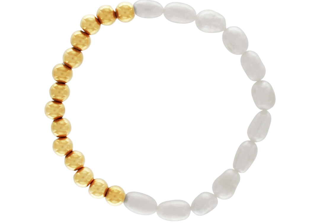 Joy Waterproof Bracelet élastique en perles d'eau douce irrégulières et boules plaqué or 18K, DNSK Copenhagen