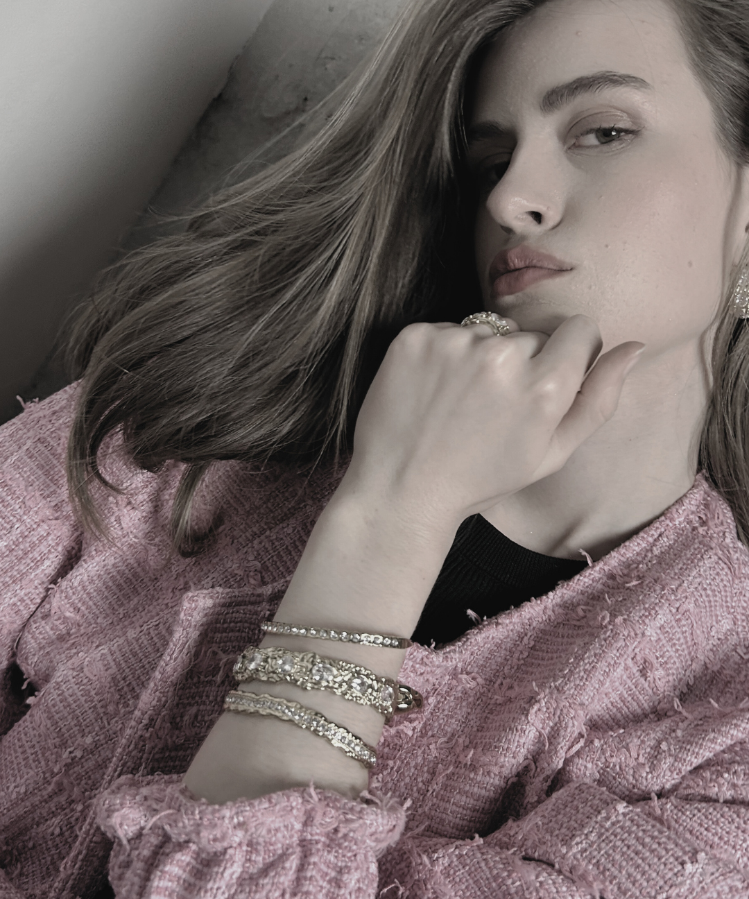 Joy Waterproof Chunky CZ Cuff Bracelet 18K Gold Plating, DNSK Copenhagen