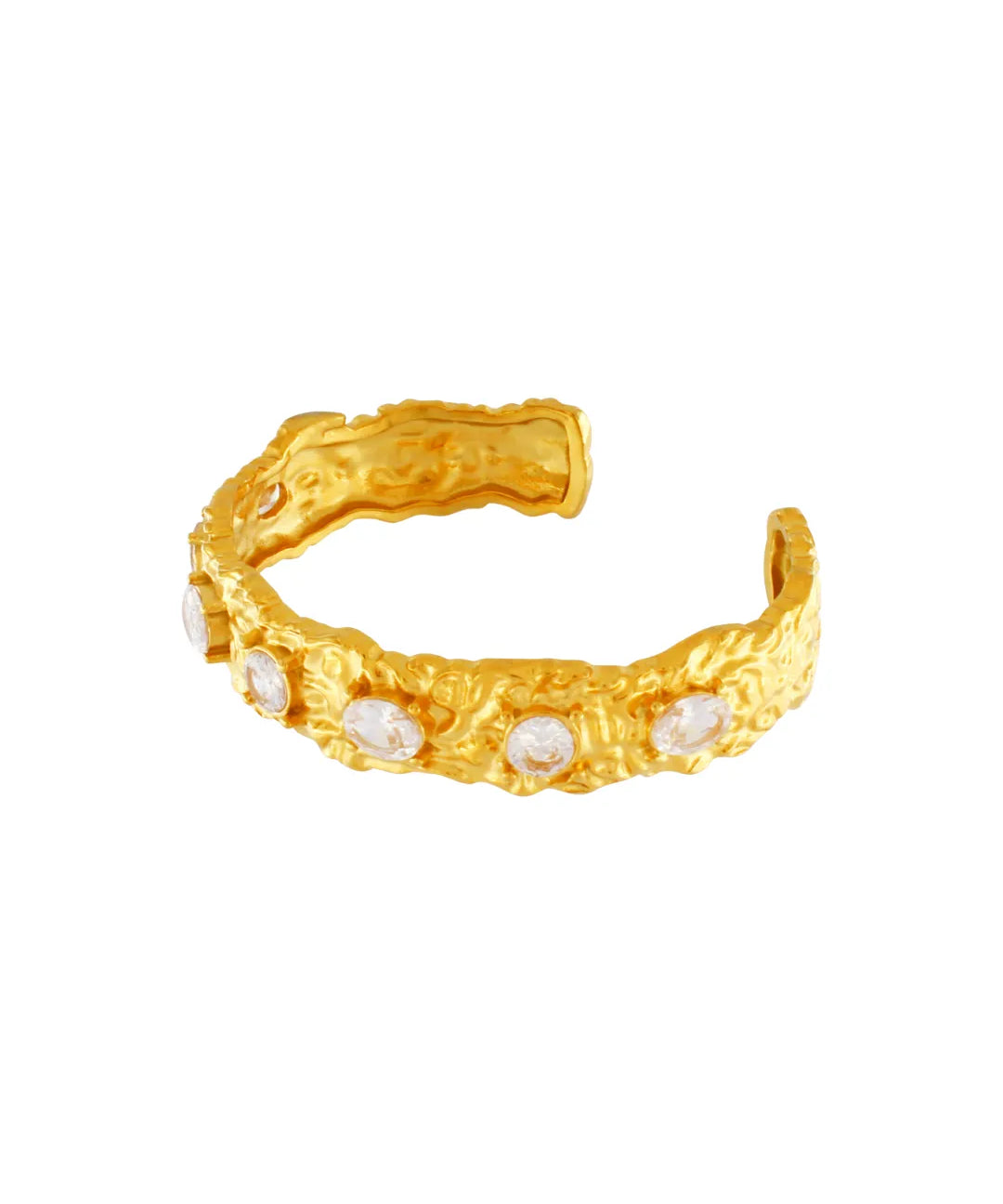 Joy Waterproof Chunky CZ Organic Cuff Bracelet 18K Gold Plating, DNSK Copenhagen