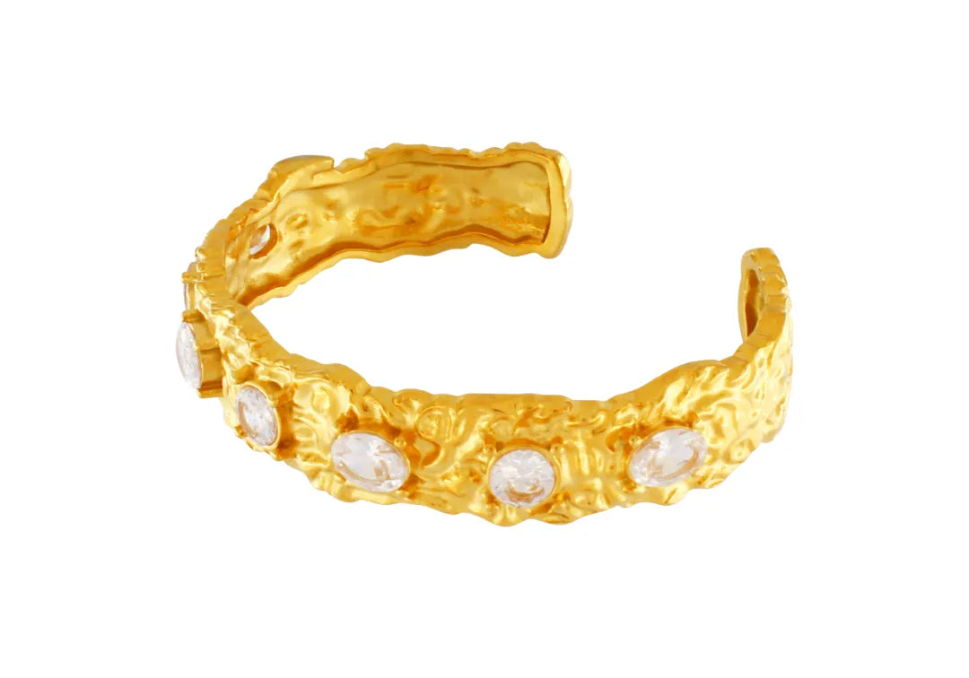 Joy Waterproof Chunky CZ Organic Cuff Bracelet plaqué or 18K, DNSK Copenhagen