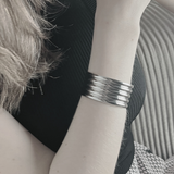 Courage Waterproof Multi Row Cuff Bracelet Plaqué Or 18K Plaqué