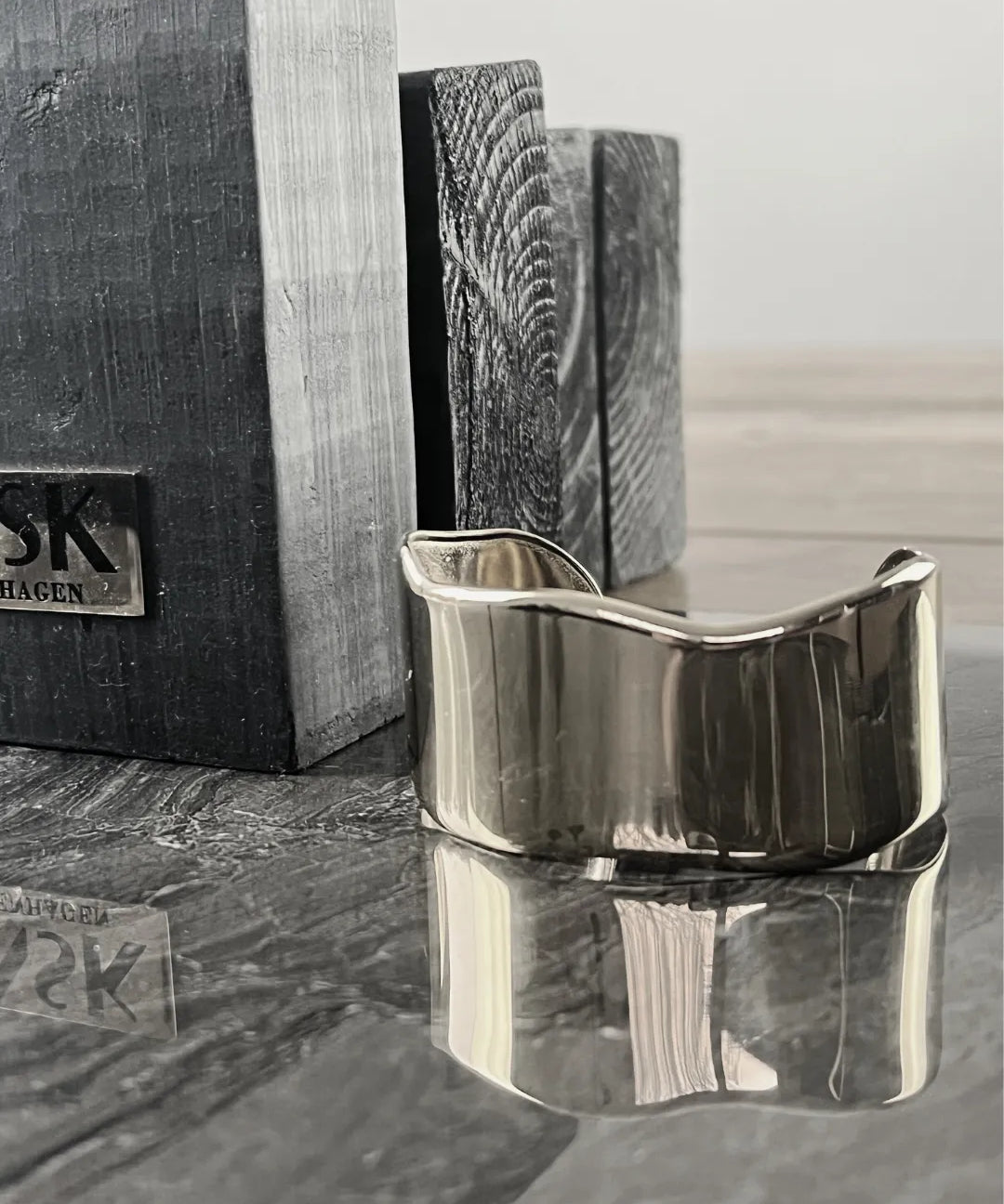 Courage Waterproof Statement Curve Cuff Bracelet Silver Plating, DNSK Copenhagen