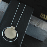 Vanity Adjustable 2 Tone Circle Necklace Silver Plating