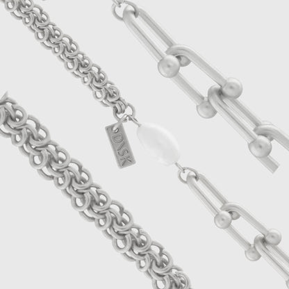 Audrey Chain Mix Necklace Silver Plating I Dansk Copenhagen