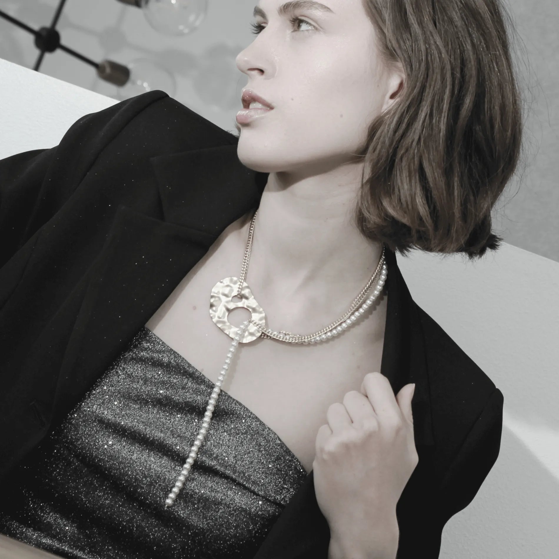 Audrey IN:STORE Short Statement Pearl Mix Necklace Silver PlatingDNSK Copenhagen