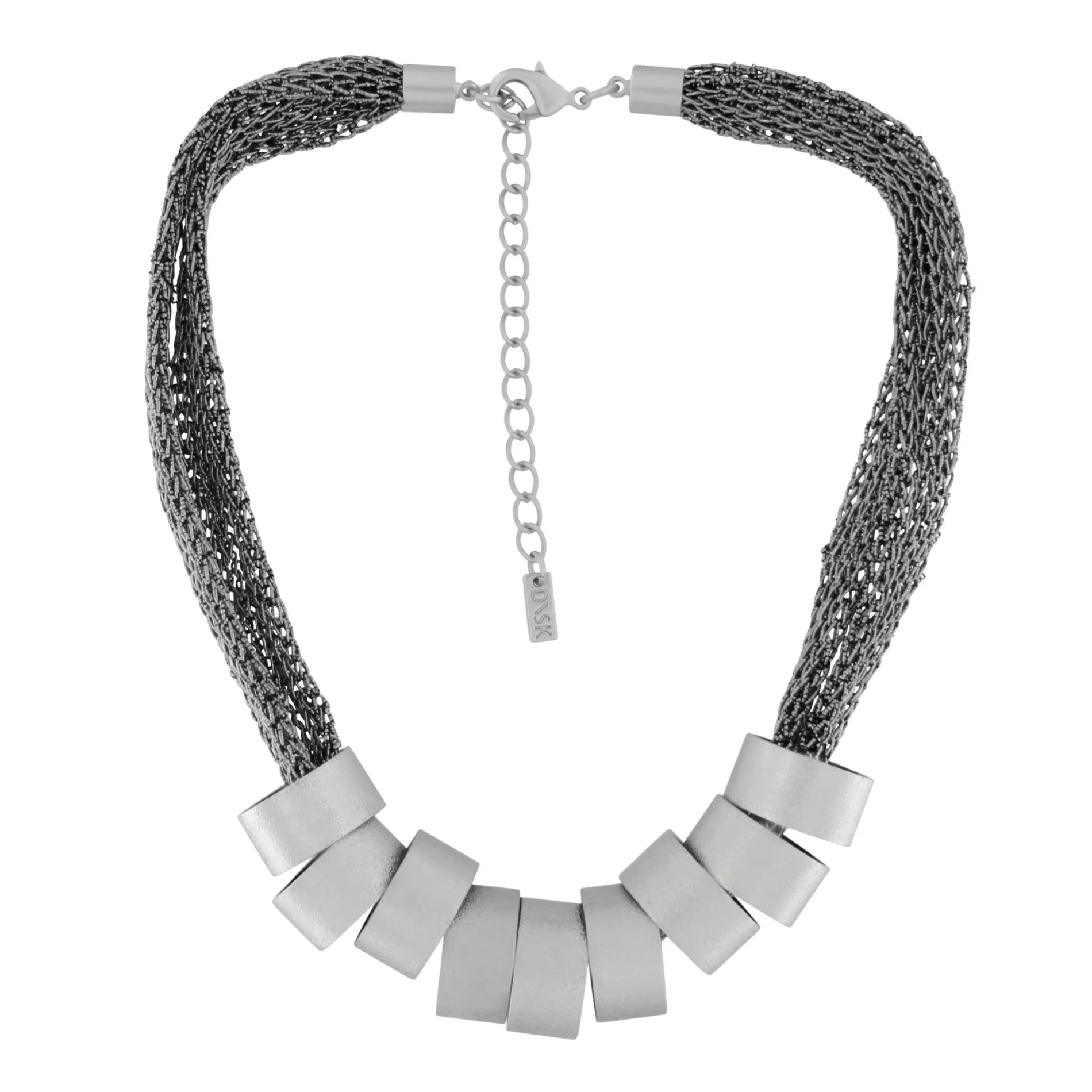 Anastazia IN:STORE Short Knittet Multi Ring Necklace Silver PlatingDNSK Copenhagen