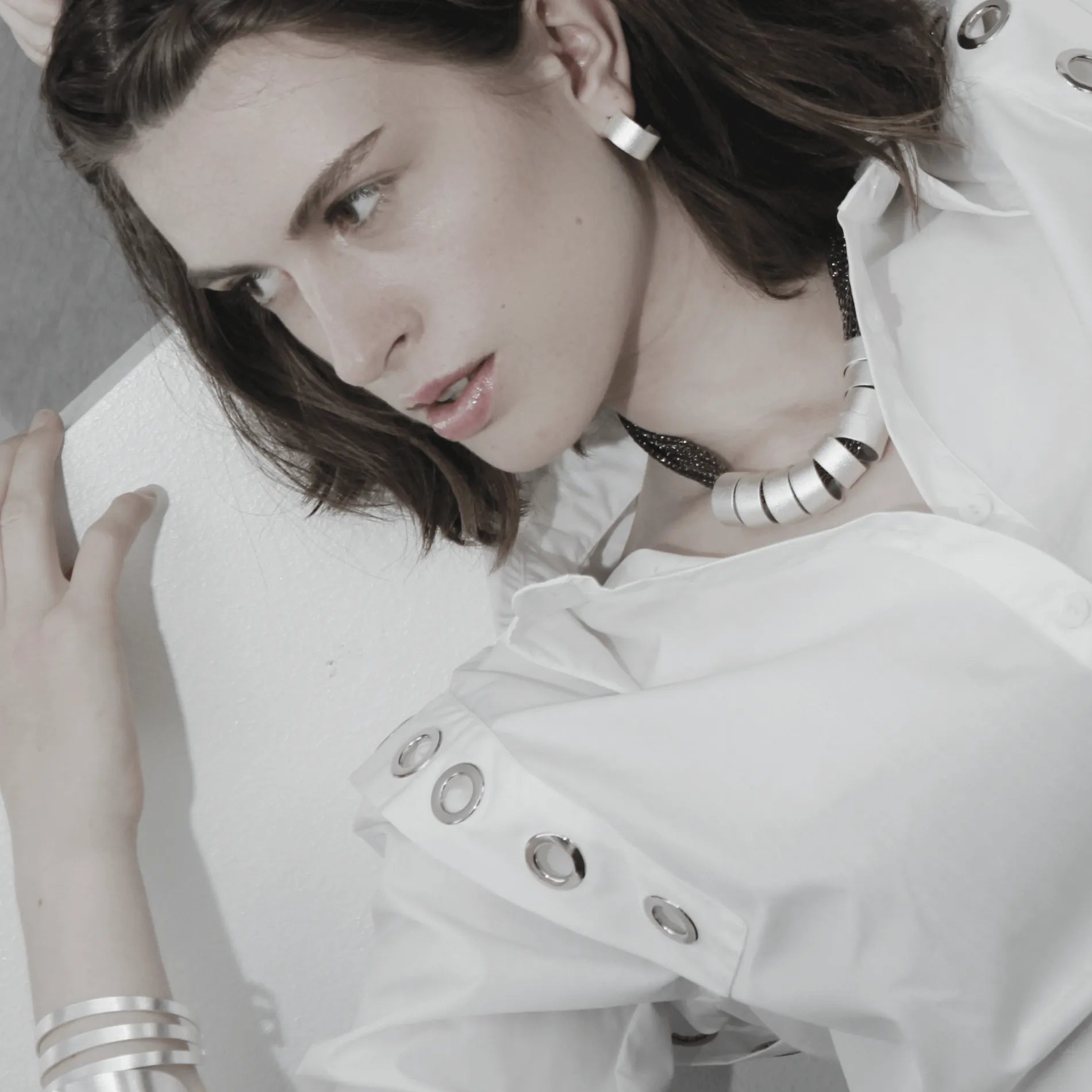 Anastazia IN:STORE Short Knittet Multi Ring Necklace Silver PlatingDNSK Copenhagen