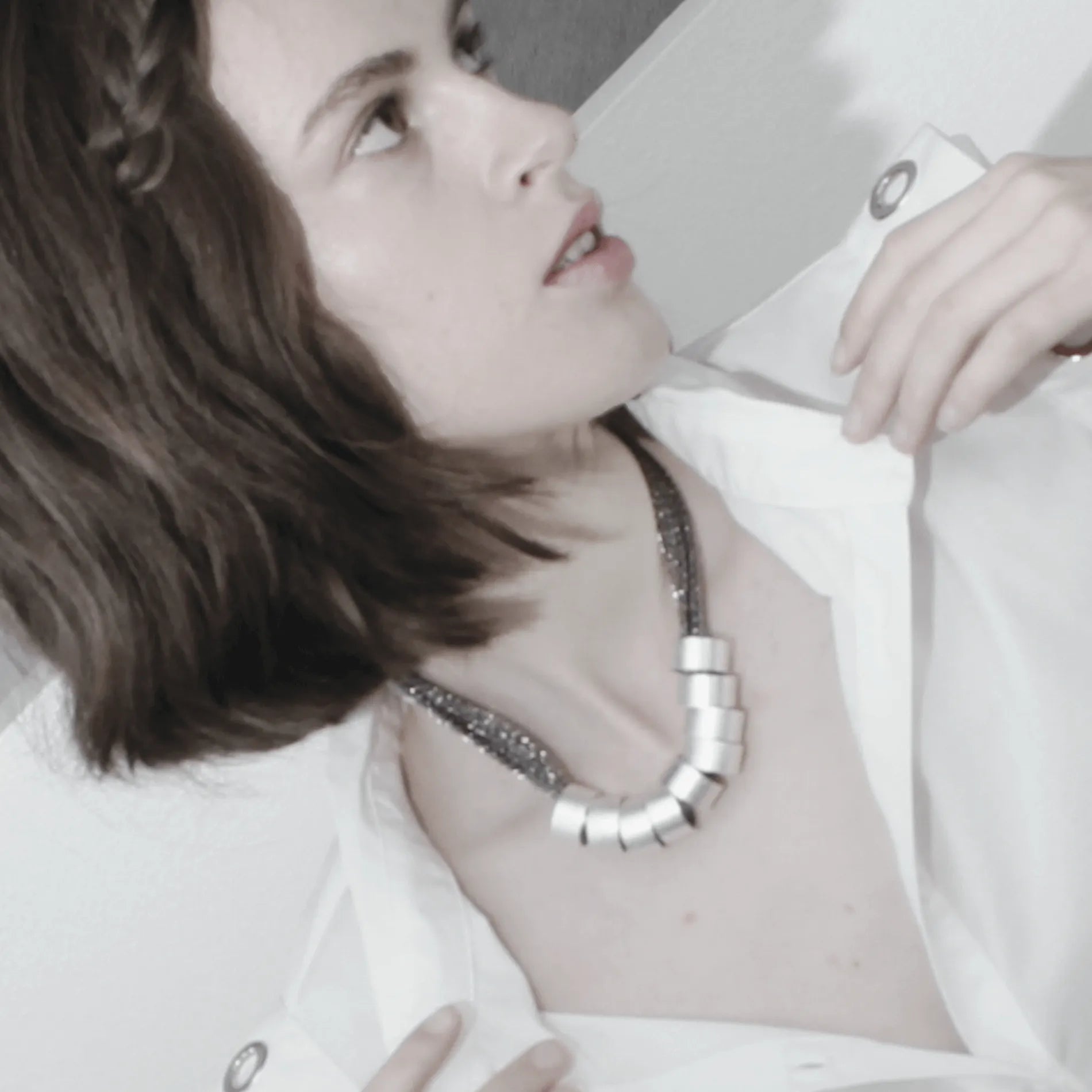 Anastazia IN:STORE Short Knittet Multi Ring Necklace Silver PlatingDNSK Copenhagen