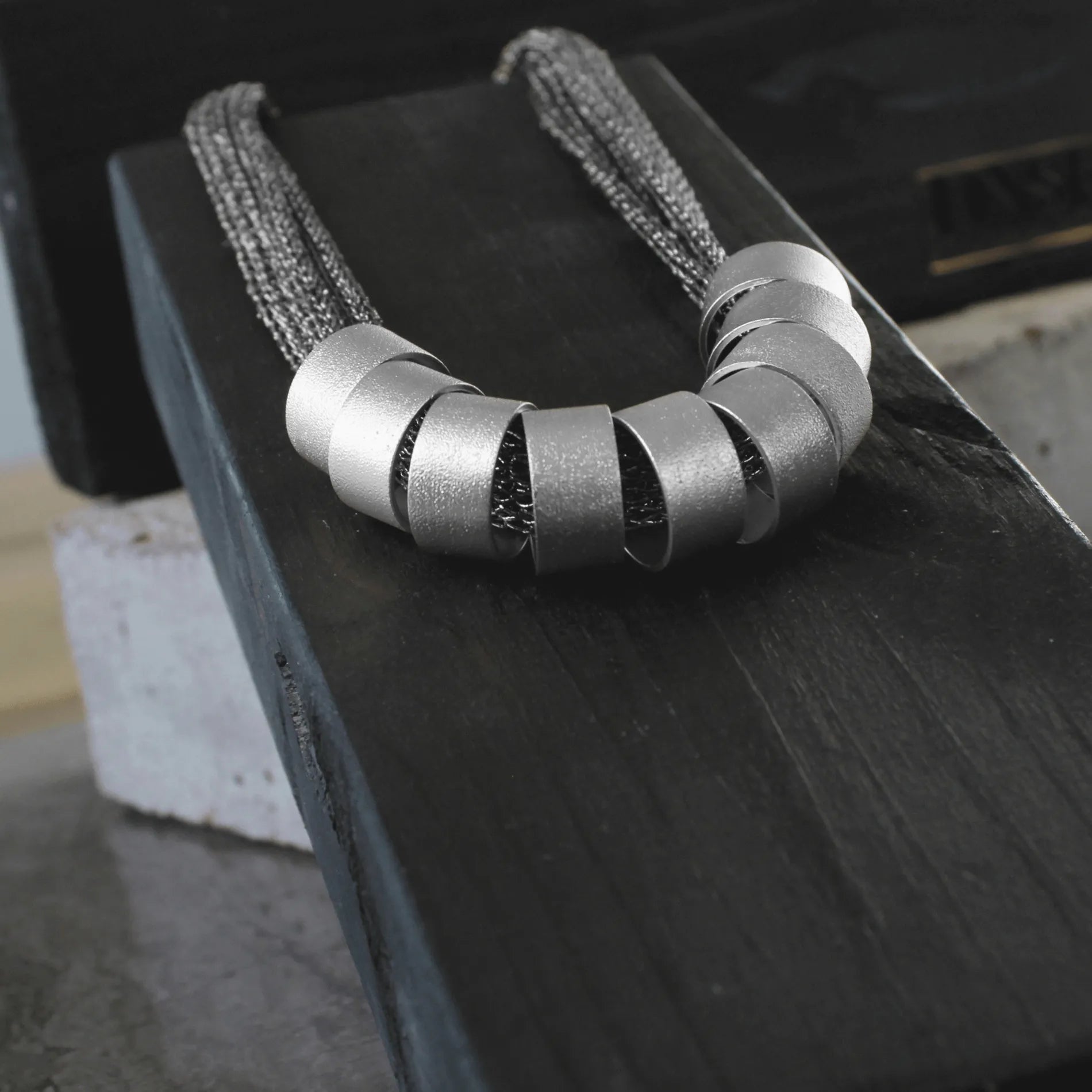 Anastazia IN:STORE Short Knittet Multi Ring Necklace Silver PlatingDNSK Copenhagen
