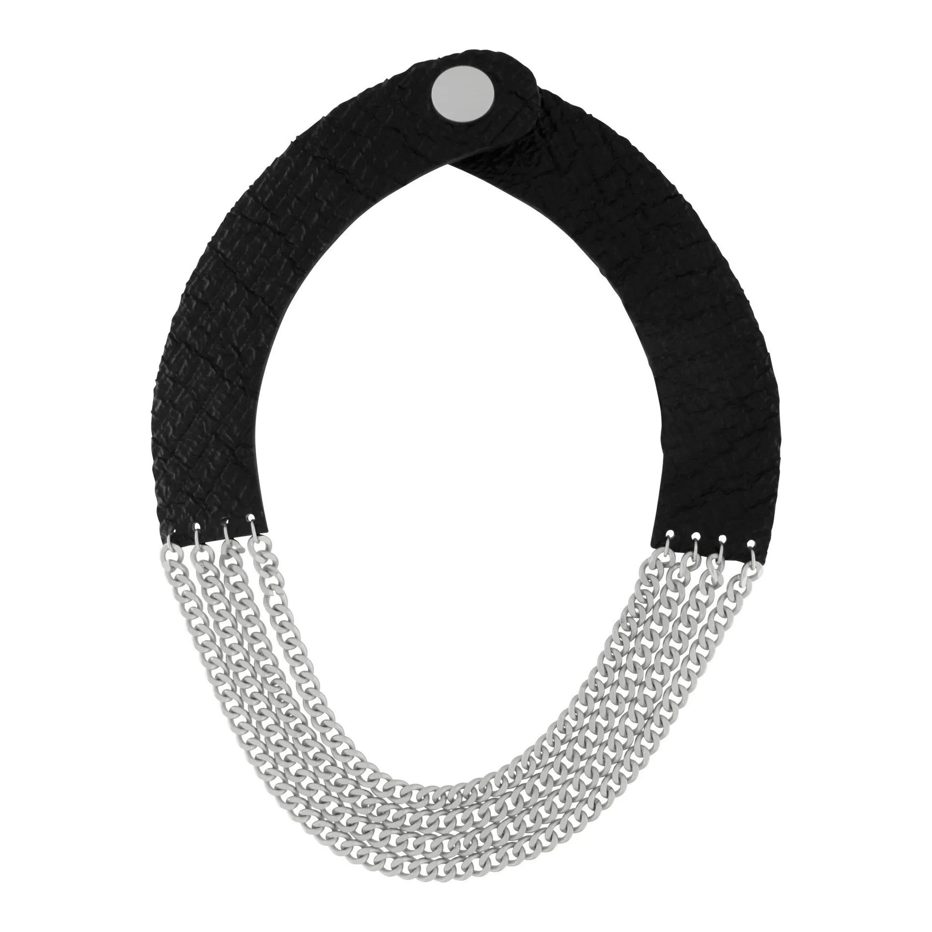 Anastazia IN:STORE Short Multi Link Leather Necklace Silver PlatingDNSK Copenhagen