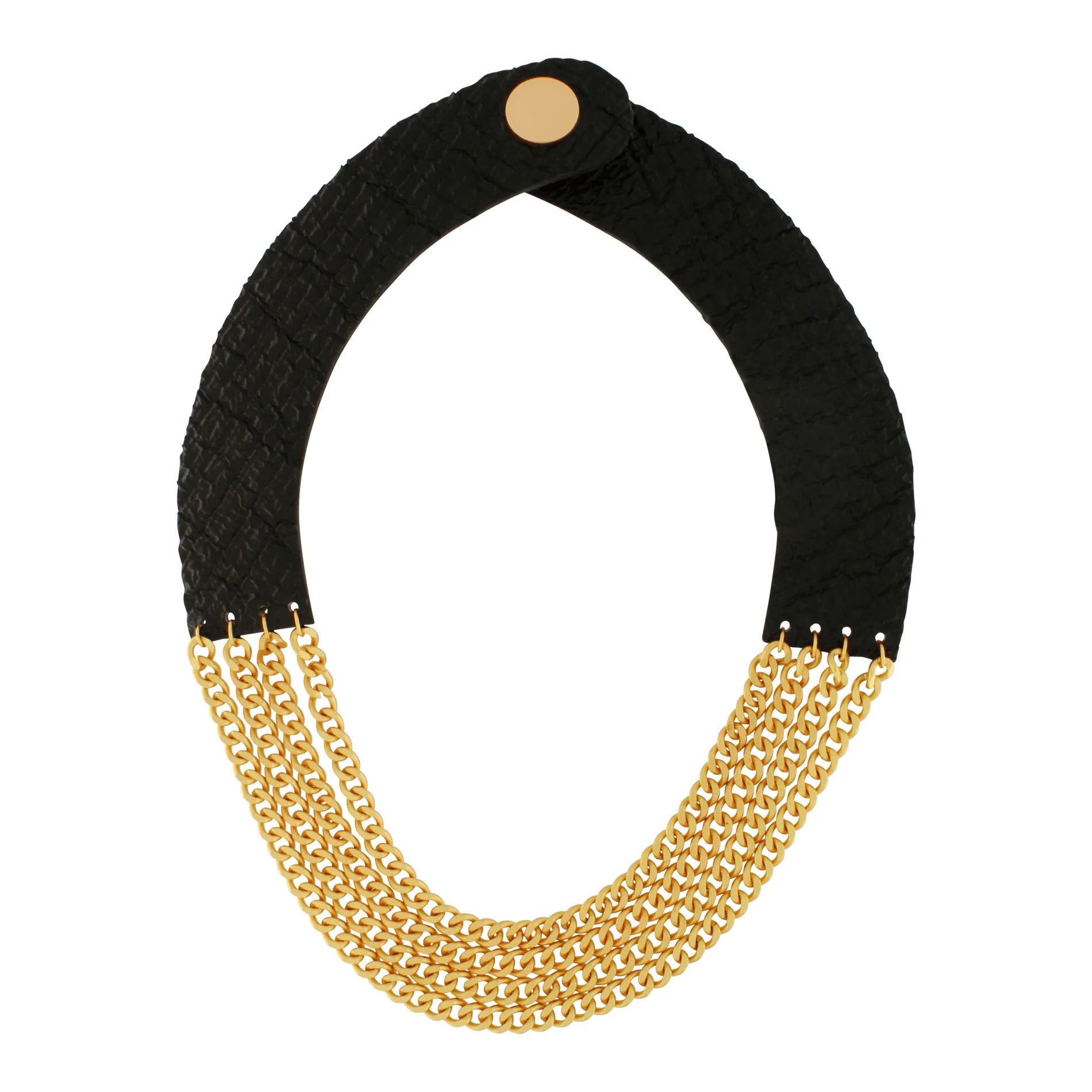 Anastazia IN:STORE Short Multi Link Leather Necklace Gold PlatingDNSK Copenhagen