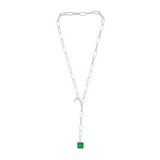Audrey IN:STORE Collier court d'émeraude plaqué argent
