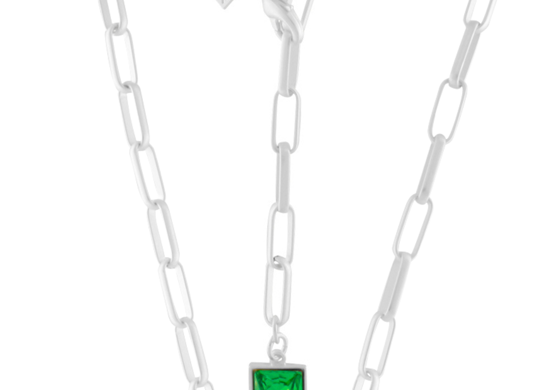 Audrey IN:STORE Short Emerald Necklace Silver Plating, DNSK Copenhagen