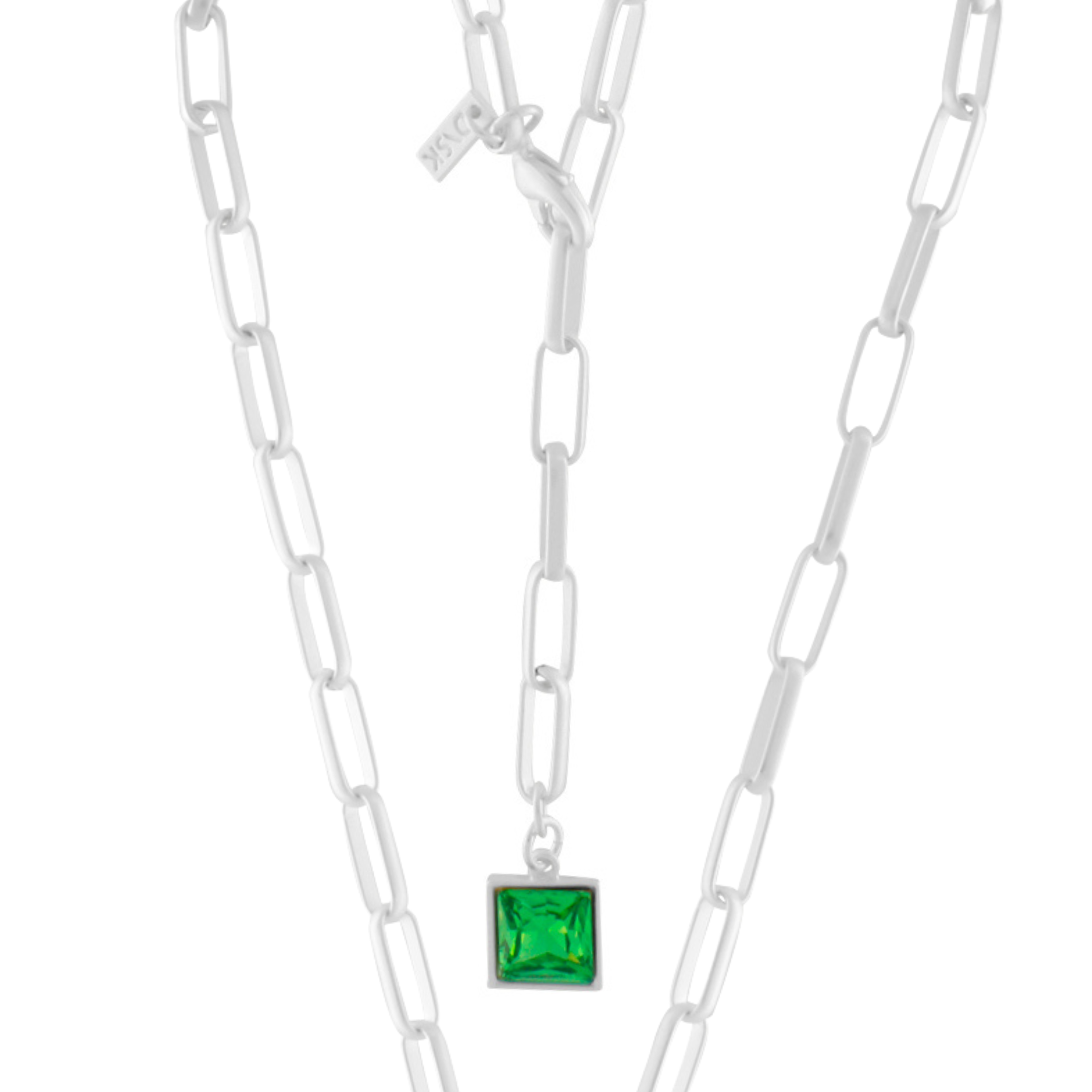Audrey IN:STORE Short Emerald Necklace Silver Plating, DNSK Copenhagen