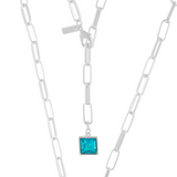 Audrey IN:STORE Collier court saphir plaqué argent