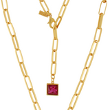 Audrey IN:STORE Collier Court Fuchsia Plaqué Or