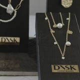 Audrey IN:STORE Korte Stip & Multi Parel Ketting Verguld