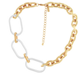 Tula IN:STORE Korte 2-Tone Asymmetrische Ovale Ring Ketting Verguld