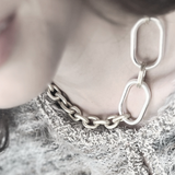 Tula IN:STORE Korte 2-Tone Asymmetrische Ovale Ring Ketting Verguld