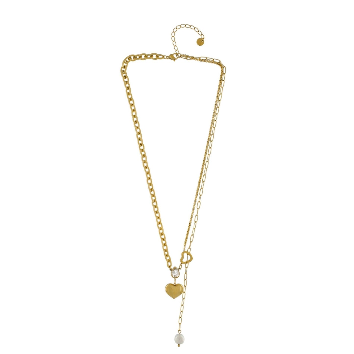 Love Waterproof Clear CZ Multi Chain Necklace 18K Gold Plating