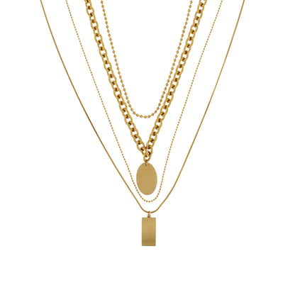 Courage Waterproof 4in1 Geometric Statement Necklace 18K Gold Plating