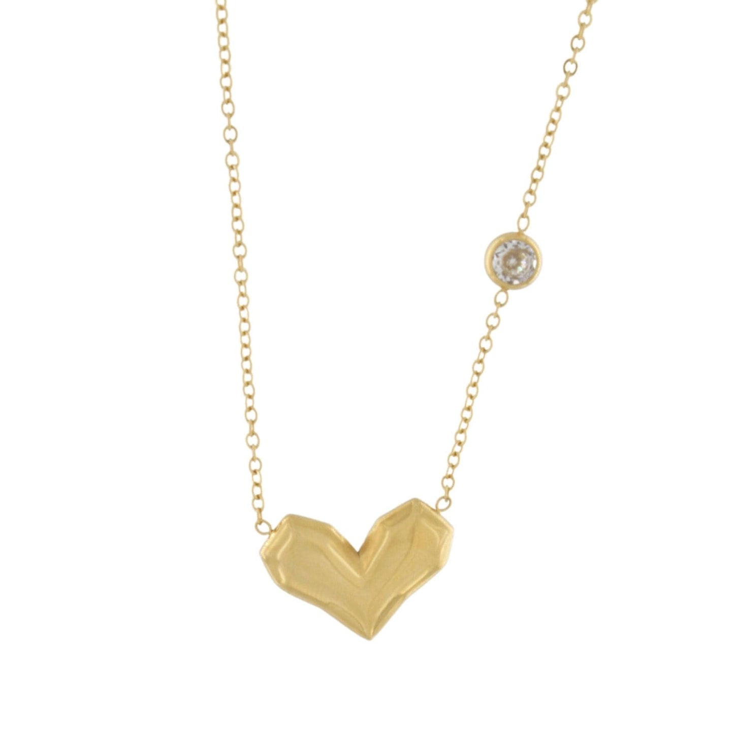 Love Wasserfeste, klare CZ- und Herz-Halskette mit 18-Karat-Vergoldung