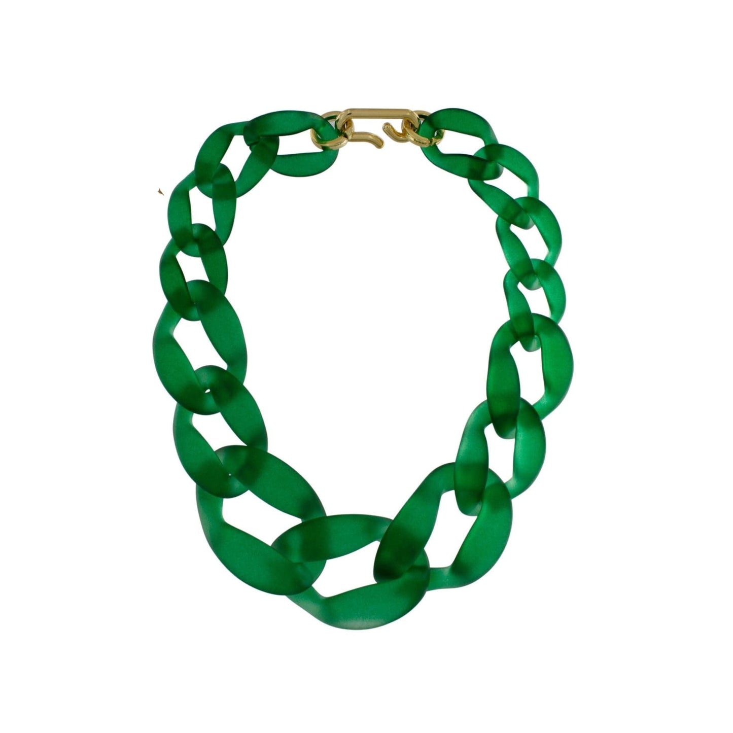 Courage Frosted Link Necklace, Green