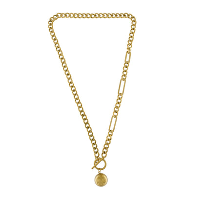 Courage Waterproof Statement T-Bar Link Necklace 18K Gold Plating