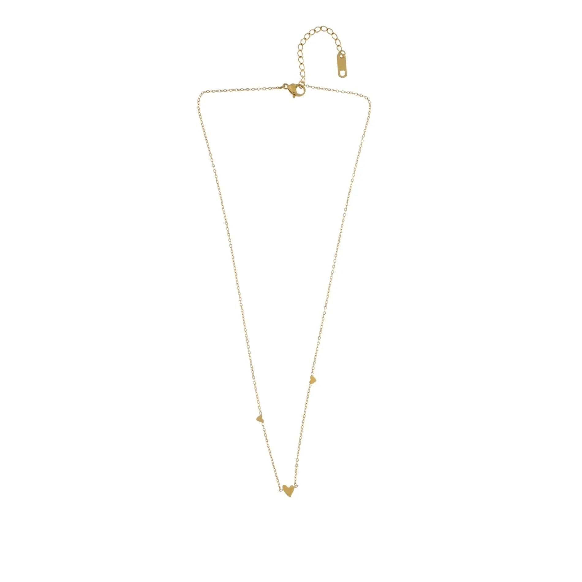 Love Waterproof 3 Mini Heart Necklace 18K Gold PlatingDNSK Copenhagen