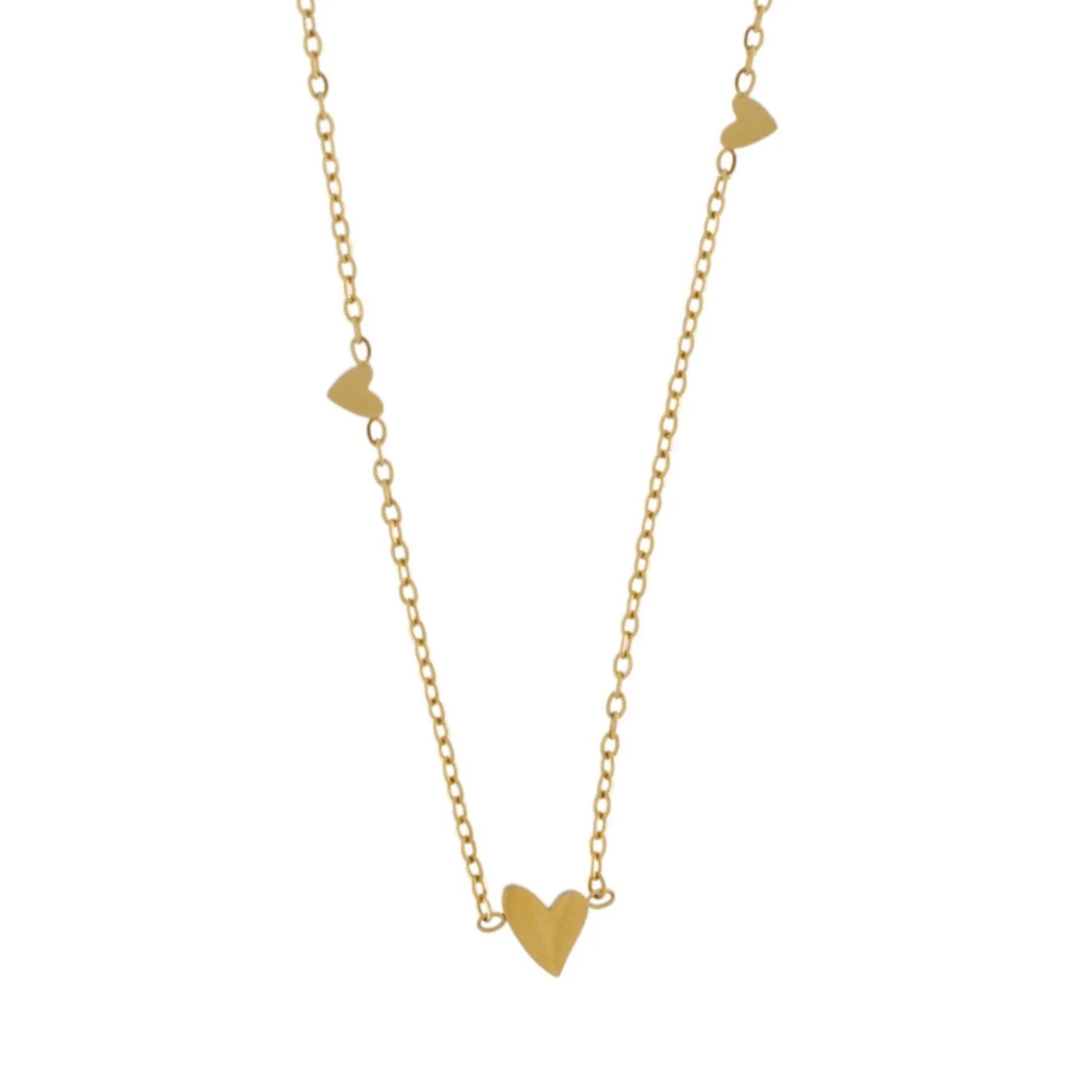 Love Waterproof 3 Mini Heart Necklace 18K Gold PlatingDNSK Copenhagen