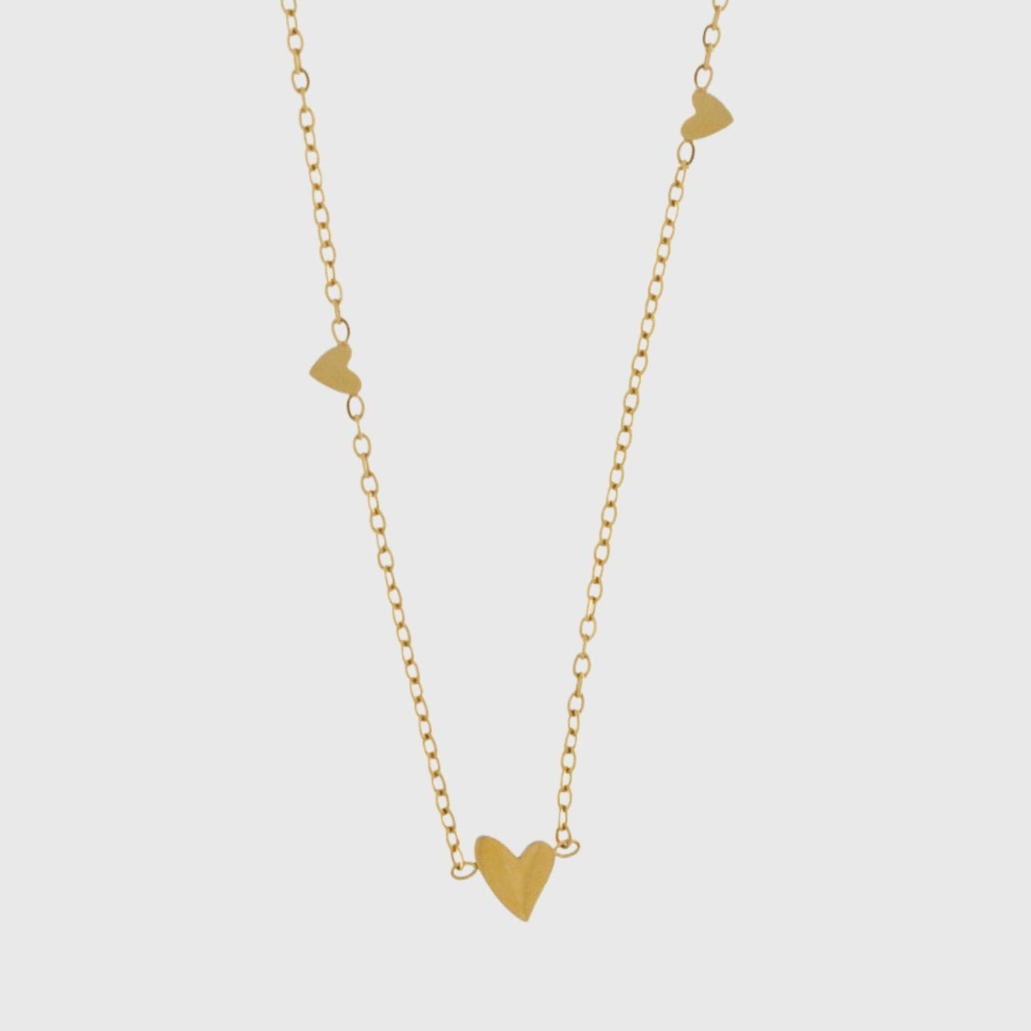 Love Waterproof 3 Mini Heart Necklace 18K Gold Plating