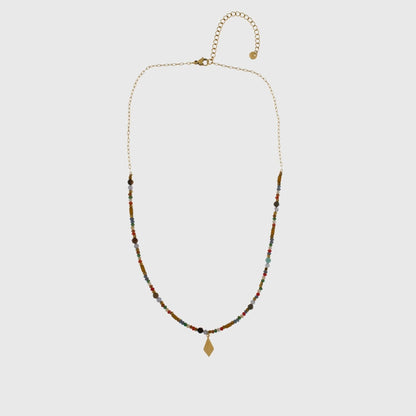 Harmony Wasserfeste Rauten-Naturstein-Halskette mit 18-karätiger Vergoldung