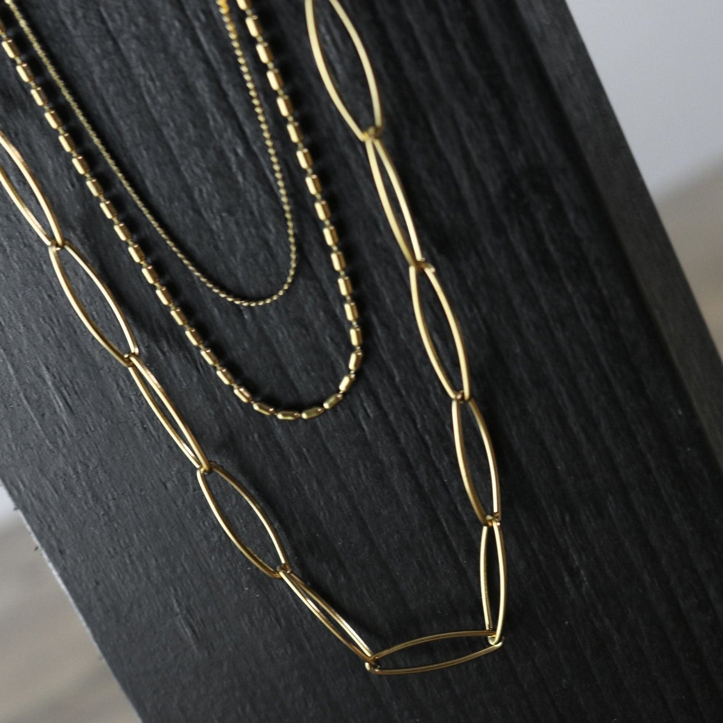 Passion Waterproof Pre Layered Bean Chain Necklace 18K Gold Plating