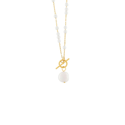 Joy Waterproof T- Bar Pearl Chain Necklace 18K Gold Plating I Dansk Copenhagen