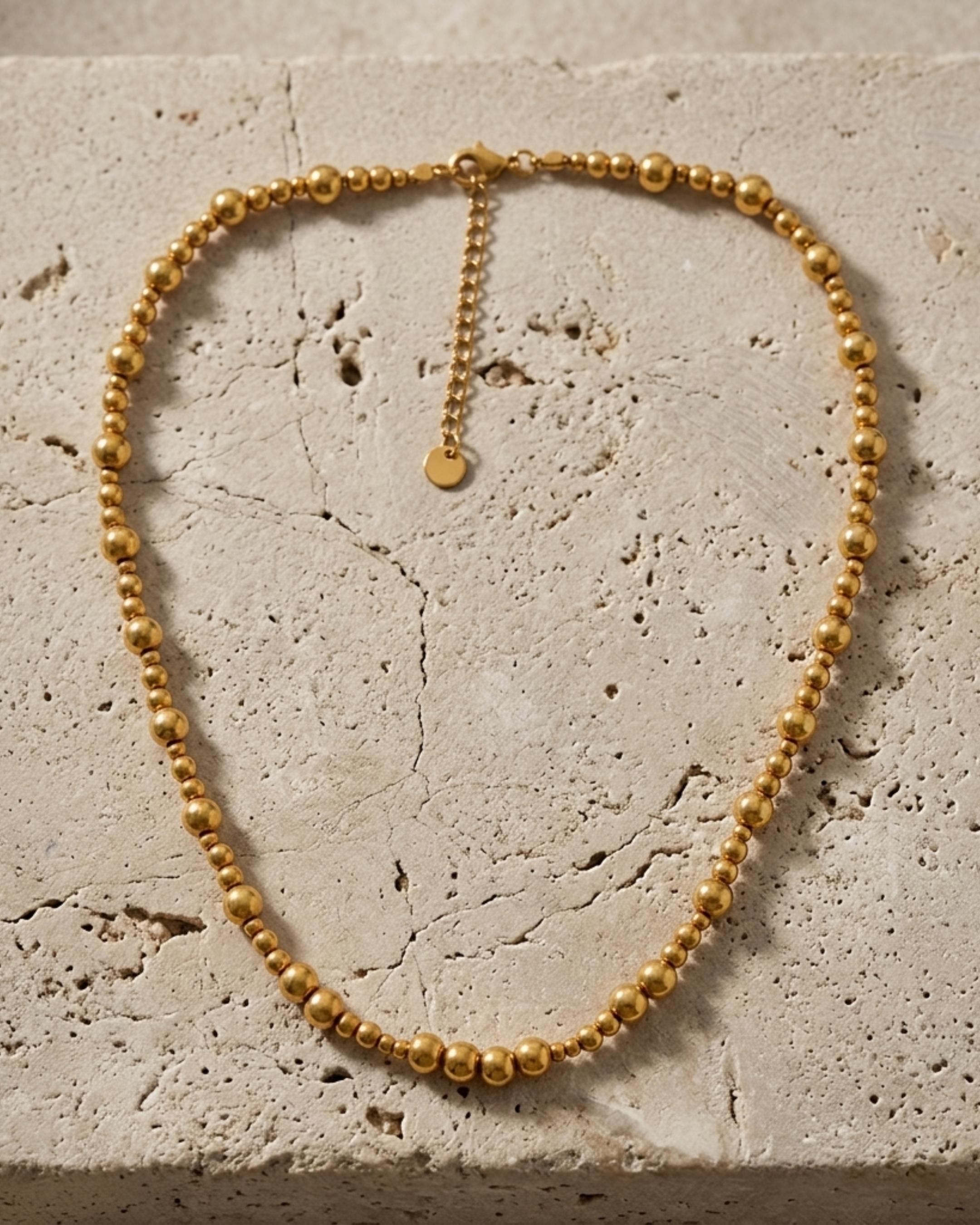 Passion Waterproof 2 Ball Necklace 18K Gold Plating