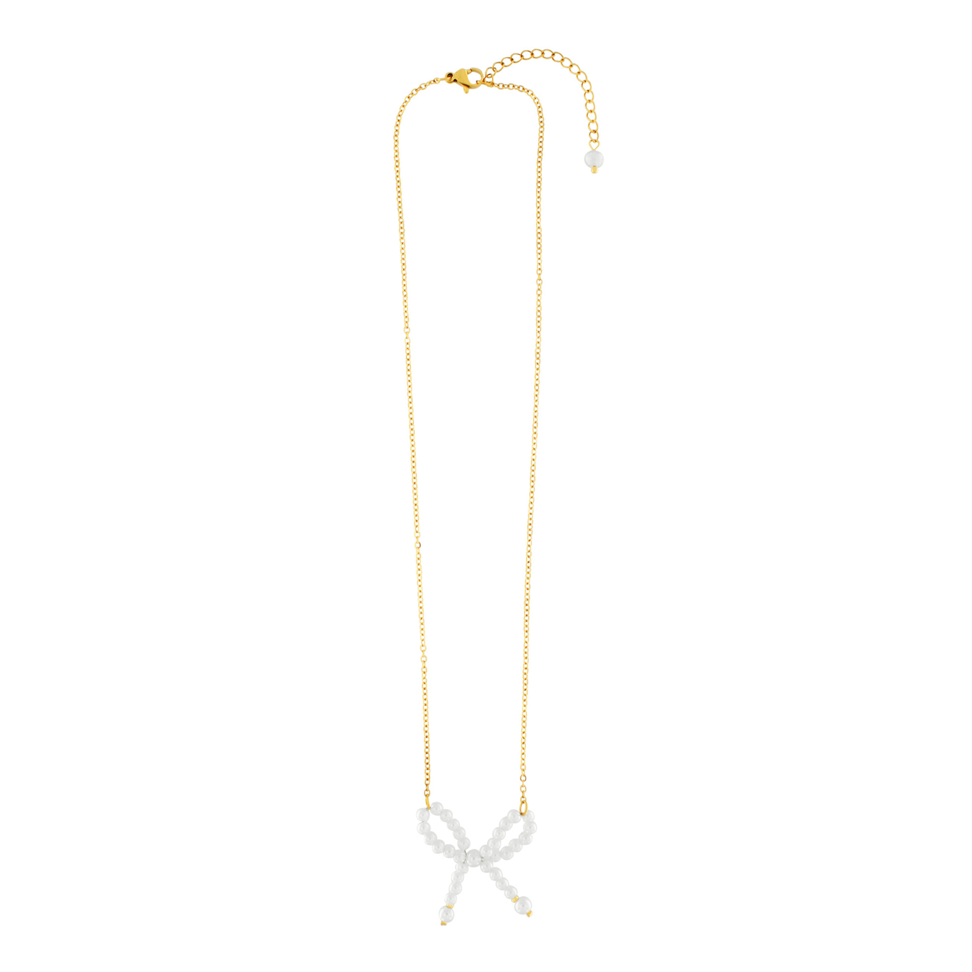 Joy Waterproof Short Pearl Bow Necklace 18K Gold Plating I Dansk Copenhagen